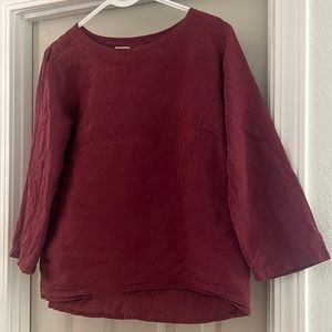 D96P linen red 3/4 sleeve blouse excellent condition